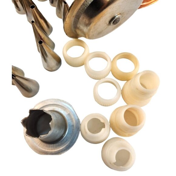 Aluminum & Copper Cookie Press & Icing Set With Pastry Piping Tips - Picture 15 of 15